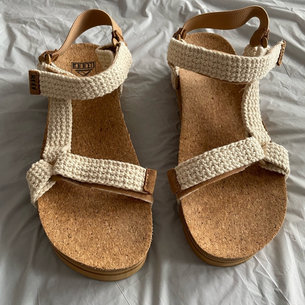 Reef Cream Woven Cork-Style Footbed Sandals